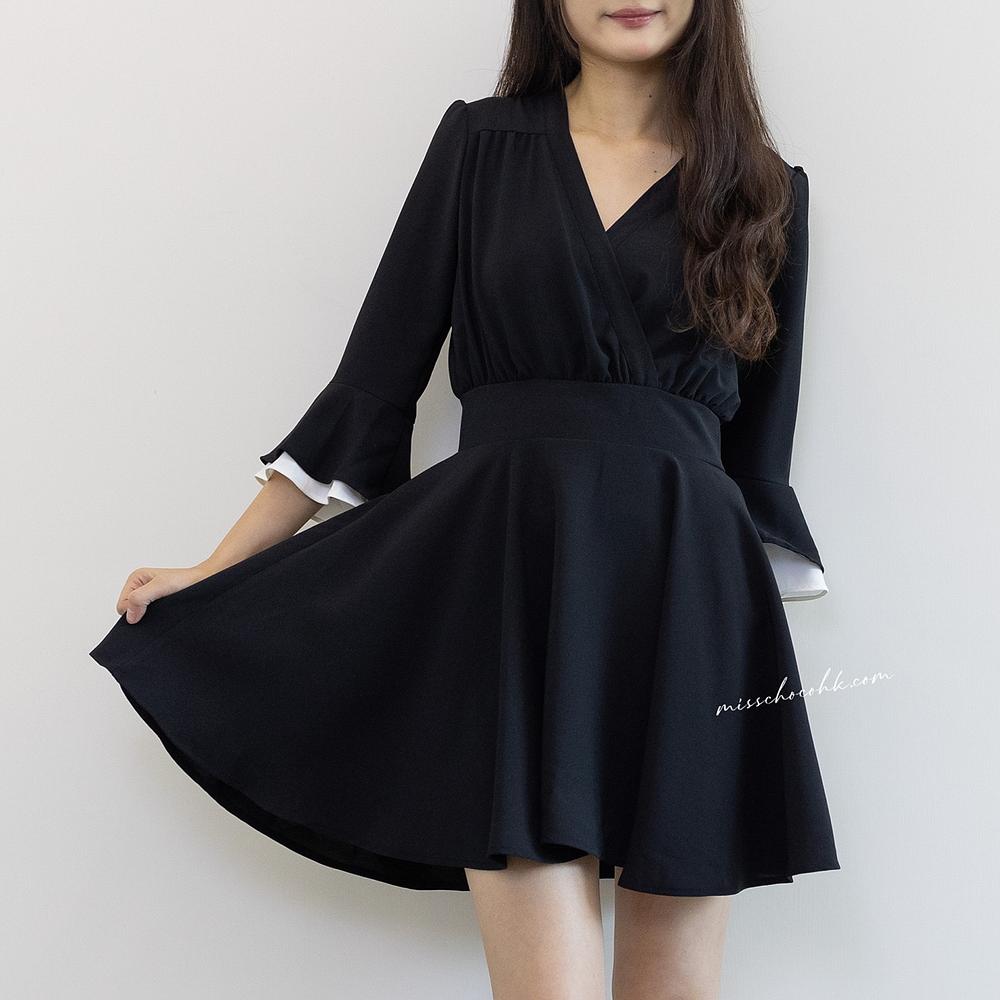 <已補貨> Pluto Dress 特色仿兩件拼色A型連身裙 - Navy 深藍色 (CB611) main image 0